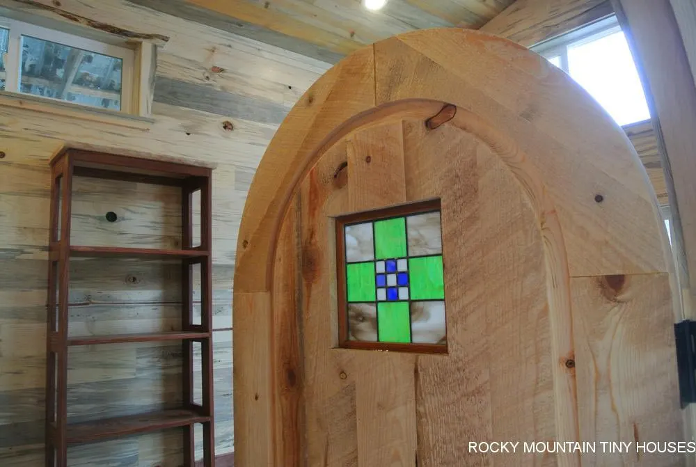 Stained Glass Inset - La Luna Llena by Rocky Mountain Tiny Houses