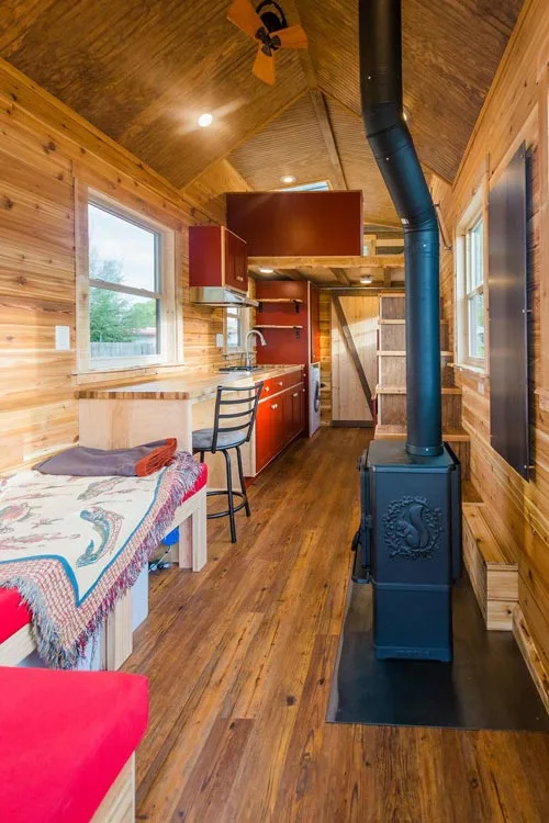 Moreso Stove - Davis' Off-Grid Tiny House by Mitchcraft Tiny Homes