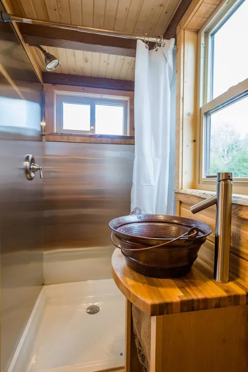 Sink & Shower - Davis' Off-Grid Tiny House by Mitchcraft Tiny Homes