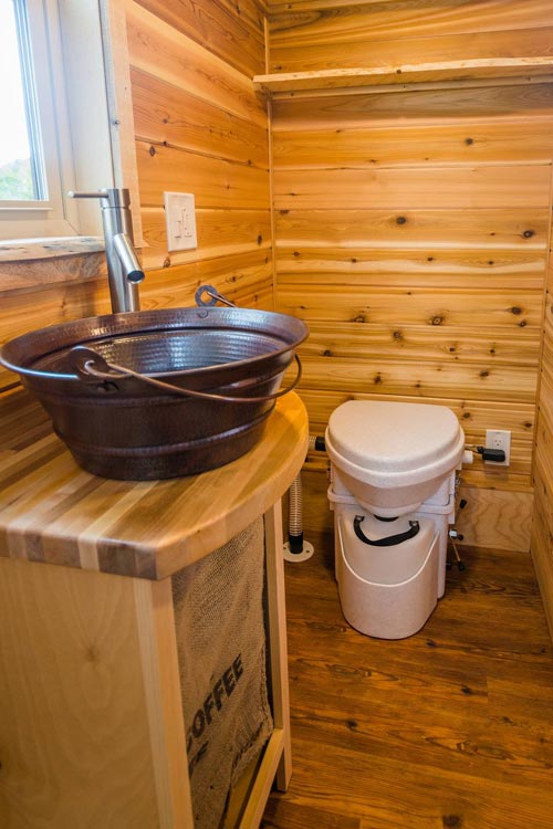 Rustic Pail Sink - Davis' Off-Grid Tiny House by Mitchcraft Tiny Homes