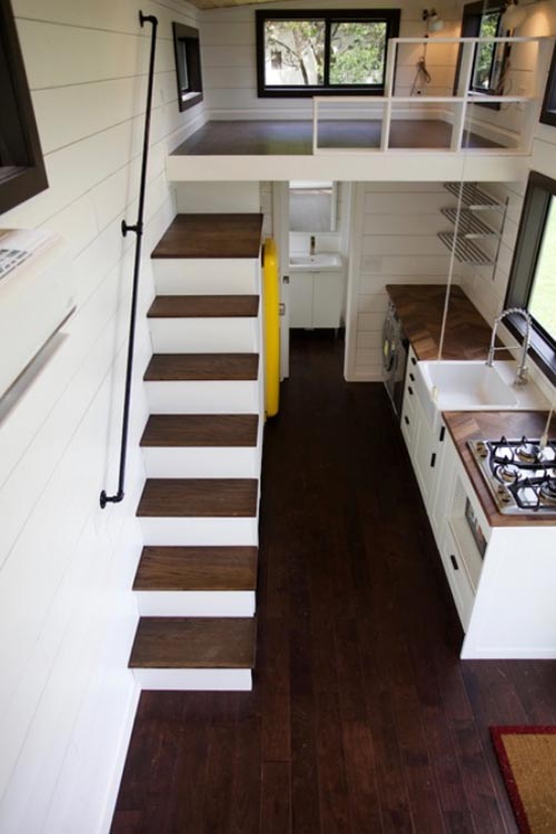 Kitchen & Stairs - Texas Waterfront by Nomad Tiny Homes