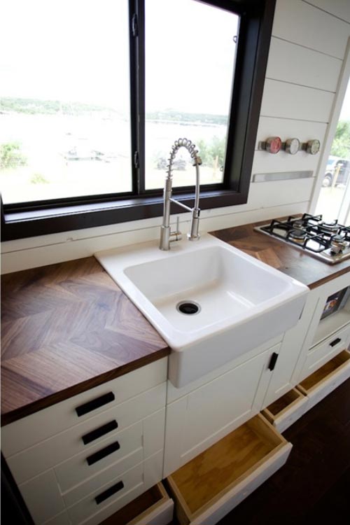 Toe-Kick Drawers - Texas Waterfront by Nomad Tiny Homes