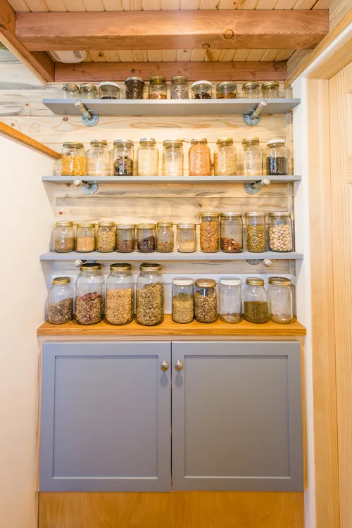Jar Storage - Tara's 33' Gooseneck Tiny House by Mitchcraft Tiny Homes