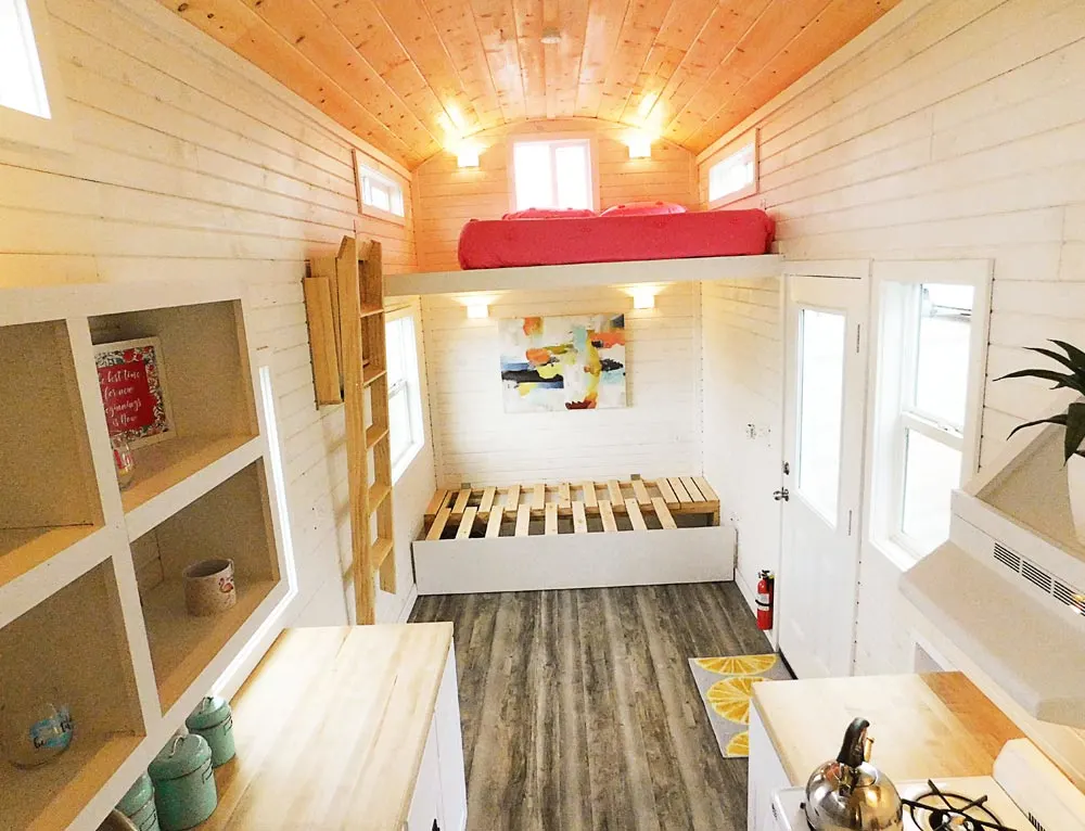 Slide Out Sofa Bed - Artist's Tiny House by Tiny Idahomes
