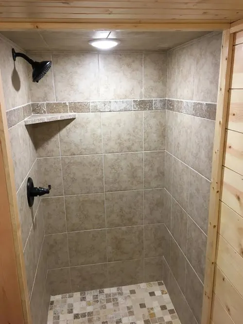 Tile Shower - New Beginning by Rafter B Tiny Homes