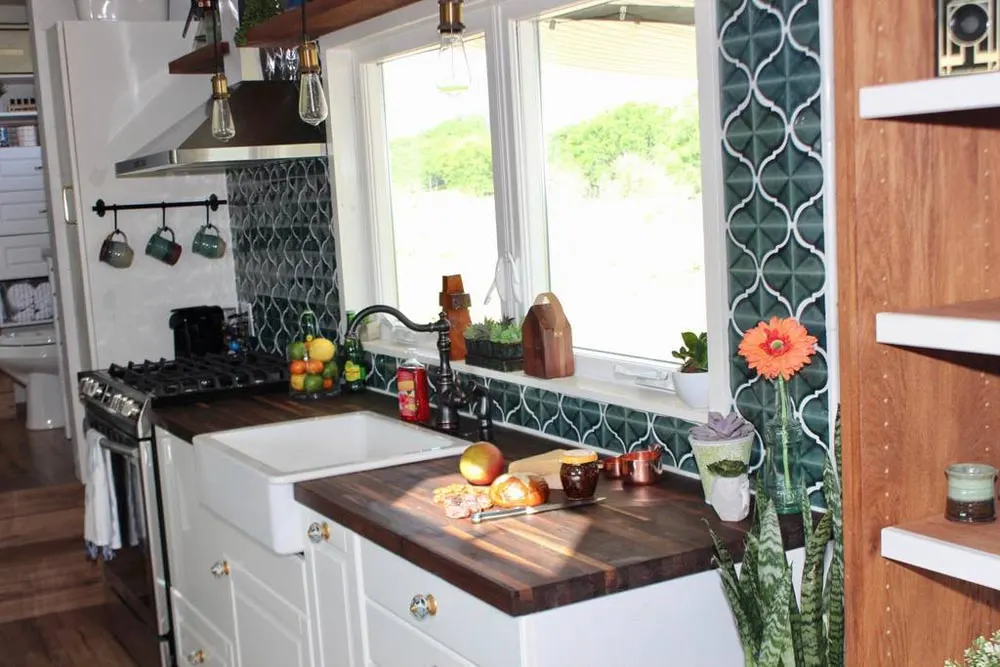 Walnut Counter - Bohemian Bungalow by Hill Country Tiny Houses