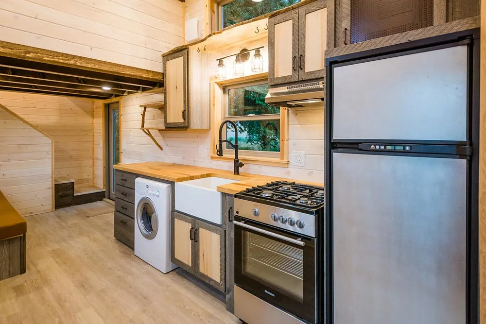 Rustic Kitchen - Heather's 37' Gooseneck Tiny House by Mitchcraft Tiny Homes