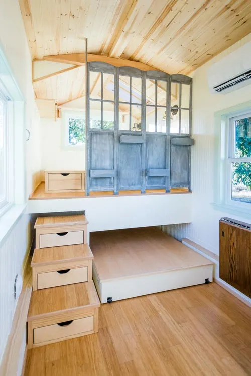Raised Bedroom Platform - KerriJo's Tiny House by MitchCraft Tiny Homes