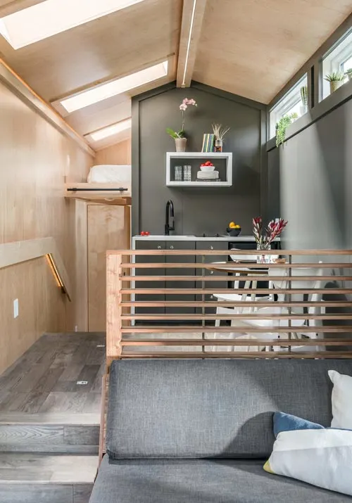 Walnut Handrail - Orchid by New Frontier Tiny Homes