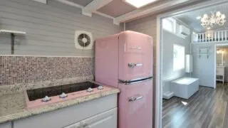 Retro Pink Appliances - Getaway by Tiny House Building Company