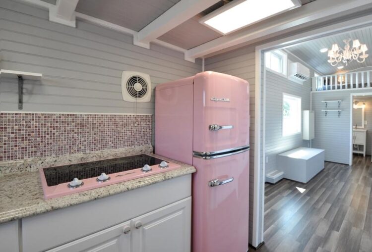 Retro Pink Appliances - Getaway by Tiny House Building Company