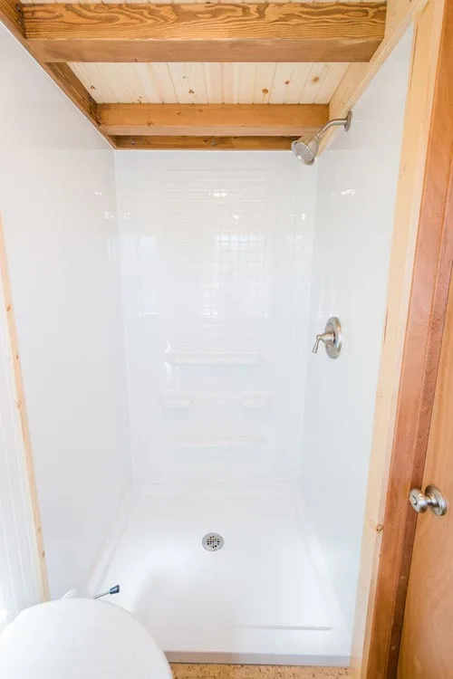 Shower Stall - Kailey's 22' Off-Grid Tiny House by Mitchcraft Tiny Homes