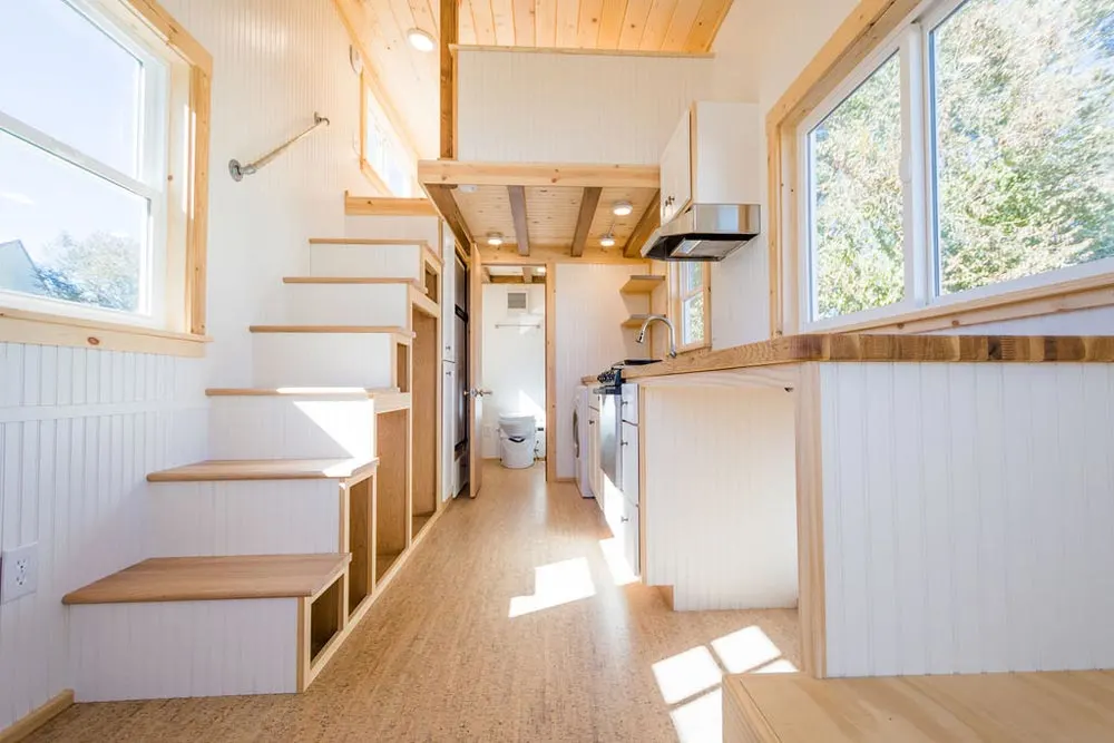 Cork Flooring - Kailey's 22' Off-Grid Tiny House by Mitchcraft Tiny Homes