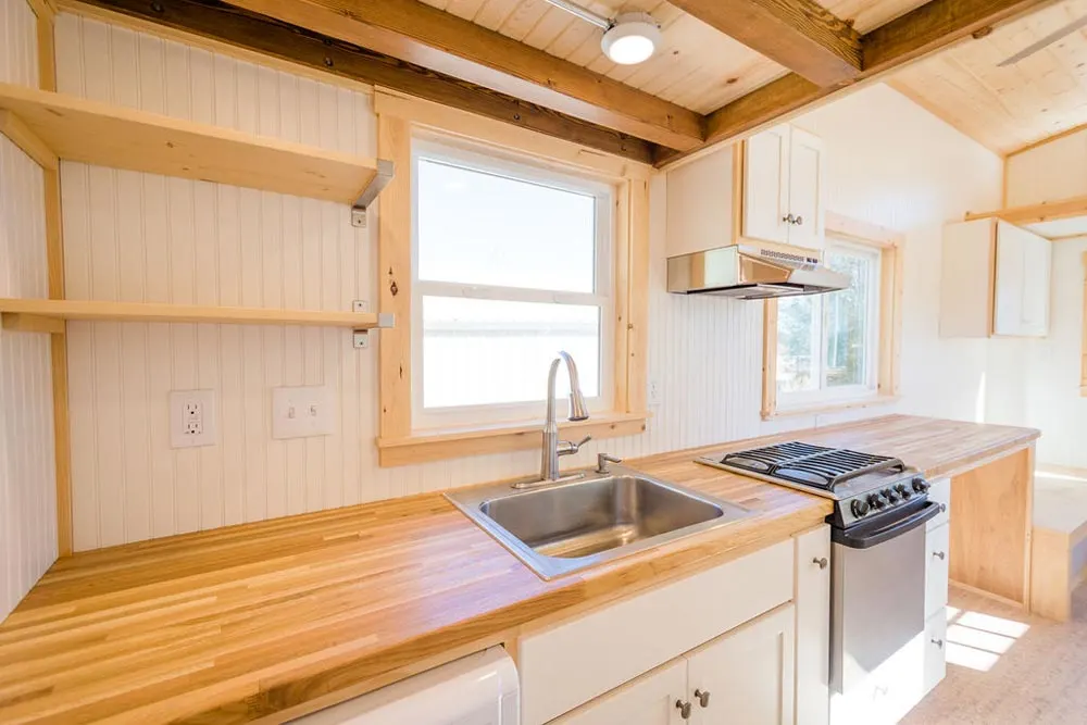 Butcher Block Counter - Kailey's 22' Off-Grid Tiny House by Mitchcraft Tiny Homes