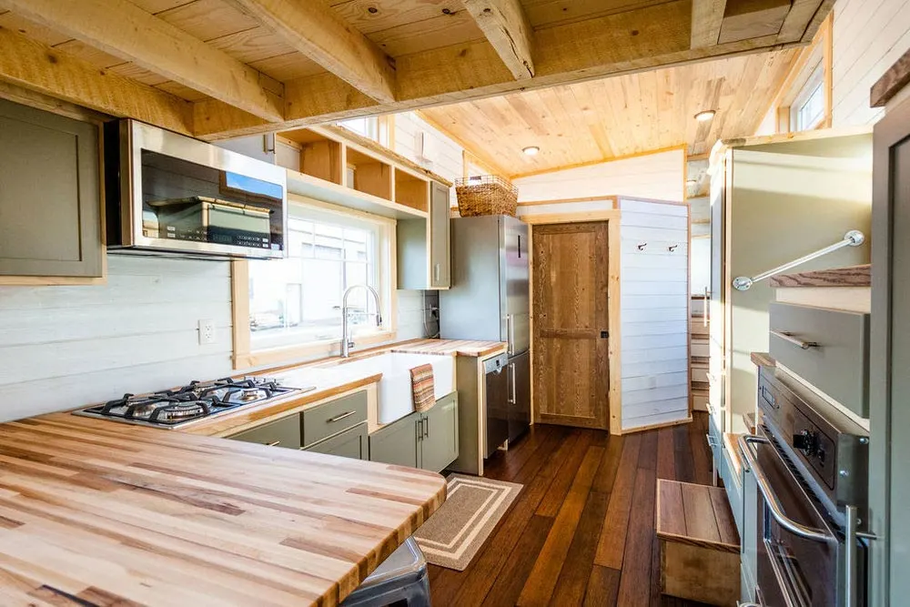 L-Shaped Counter - Ross' 35' Gooseneck Tiny House by Mitchcraft Tiny Homes