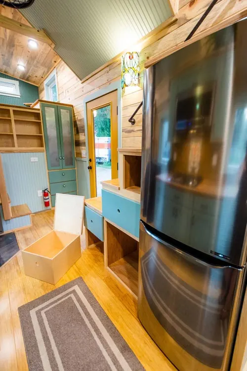 Full Size Refrigerator - Carrie's 28' Gooseneck Tiny House by Mitchcraft Tiny Homes