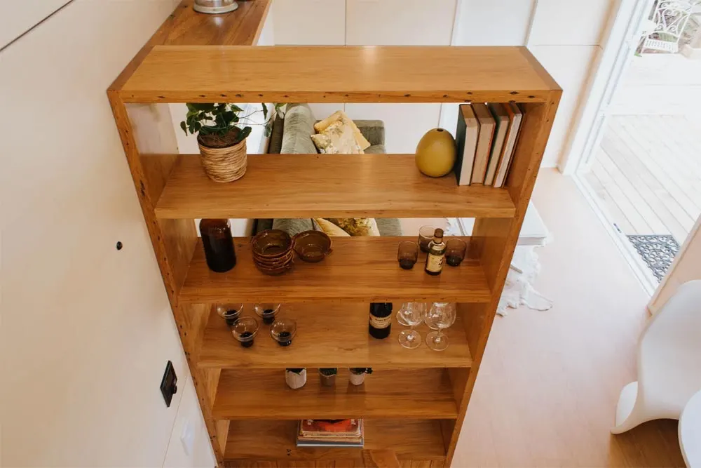 Rimu Timber Bookcase - Cherry Picker Tiny House by Build Tiny
