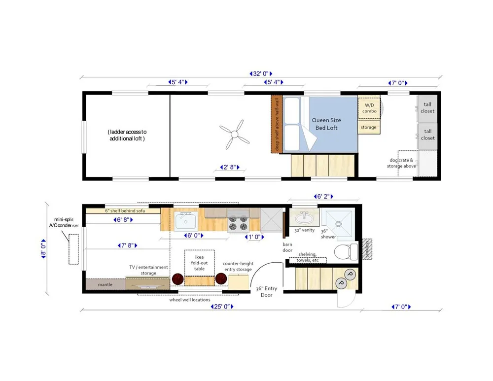 Floor Plan - Nicole's Tiny House by MitchCraft Tiny Homes