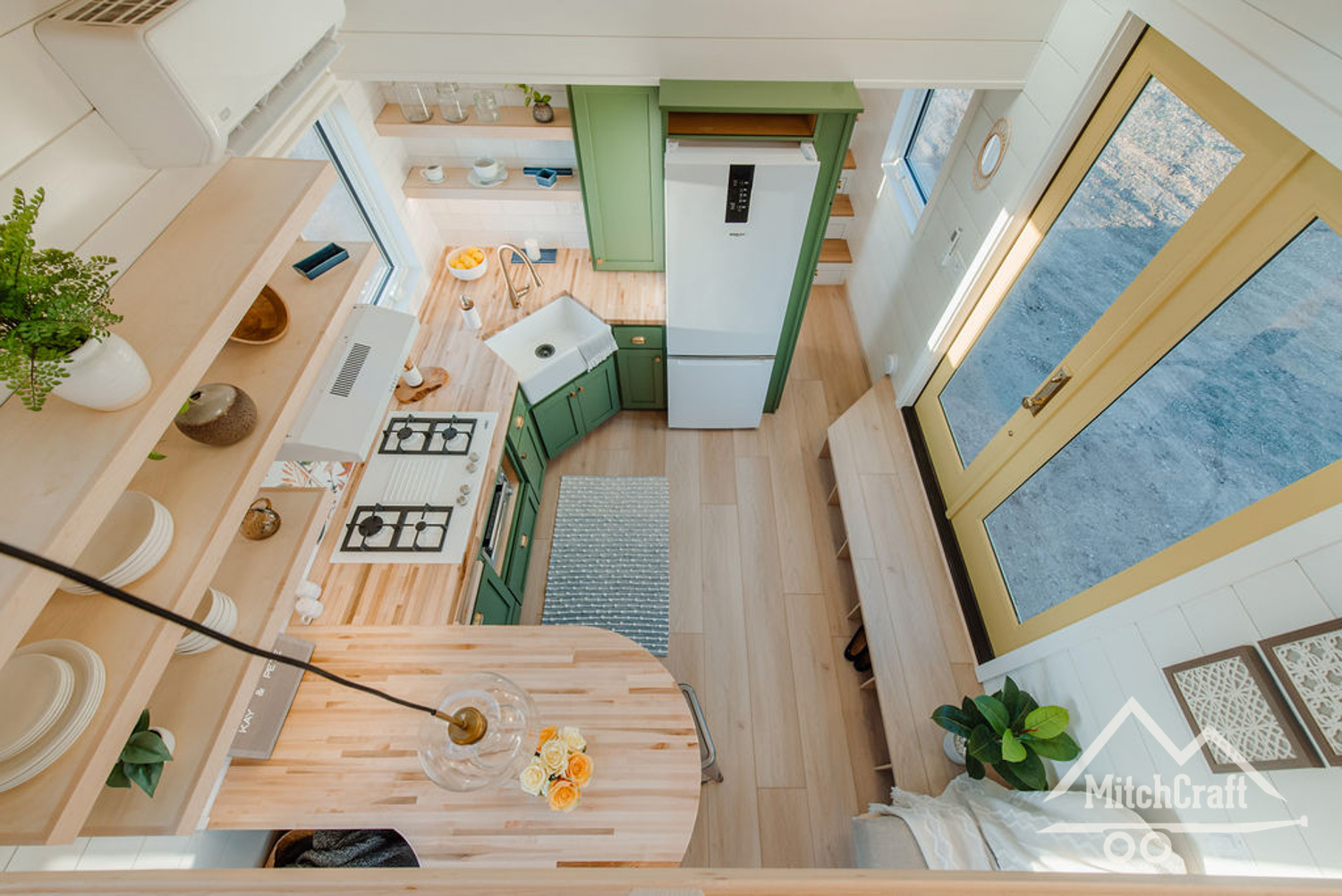 Aerial View of Kitchen - Kay’s Tiny House by MitchCraft Tiny Homes