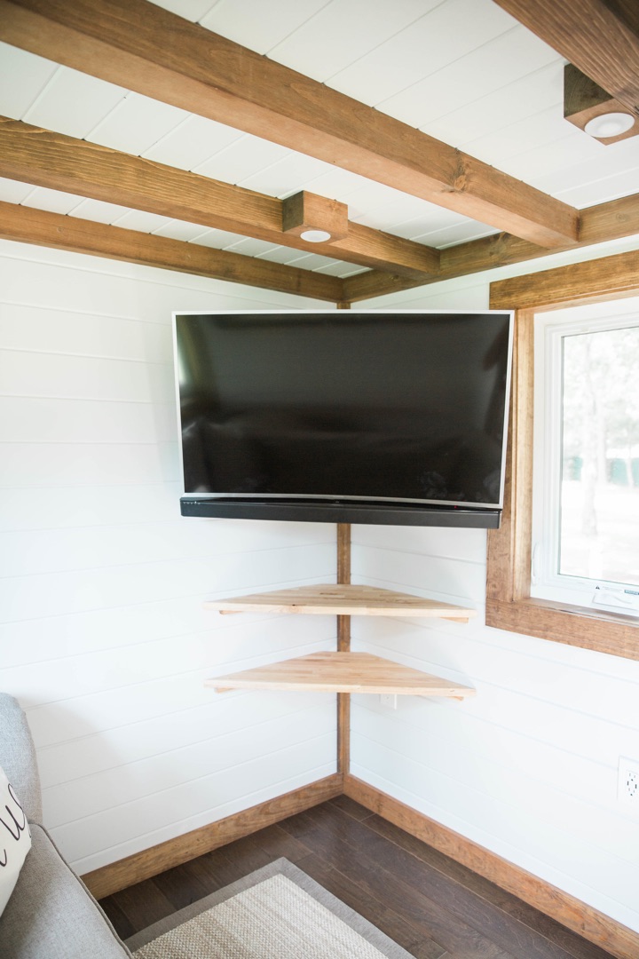 TV in Corner of Living Room - Brewmaster by Tiny House Chattanooga