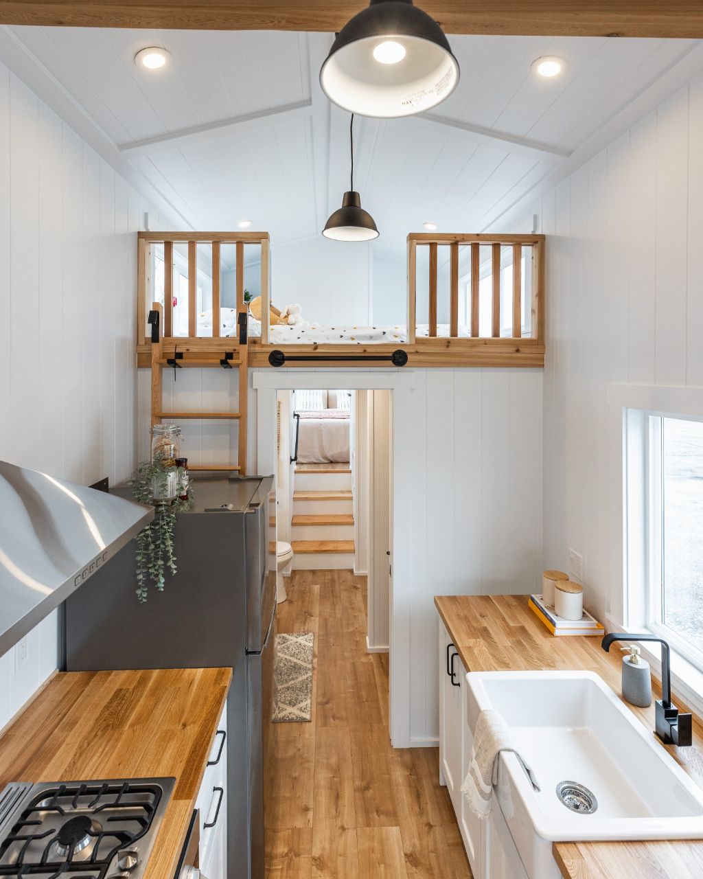 View From Kitchen to Loft - Canada Goose Arctic Edition by Mint Tiny House Company