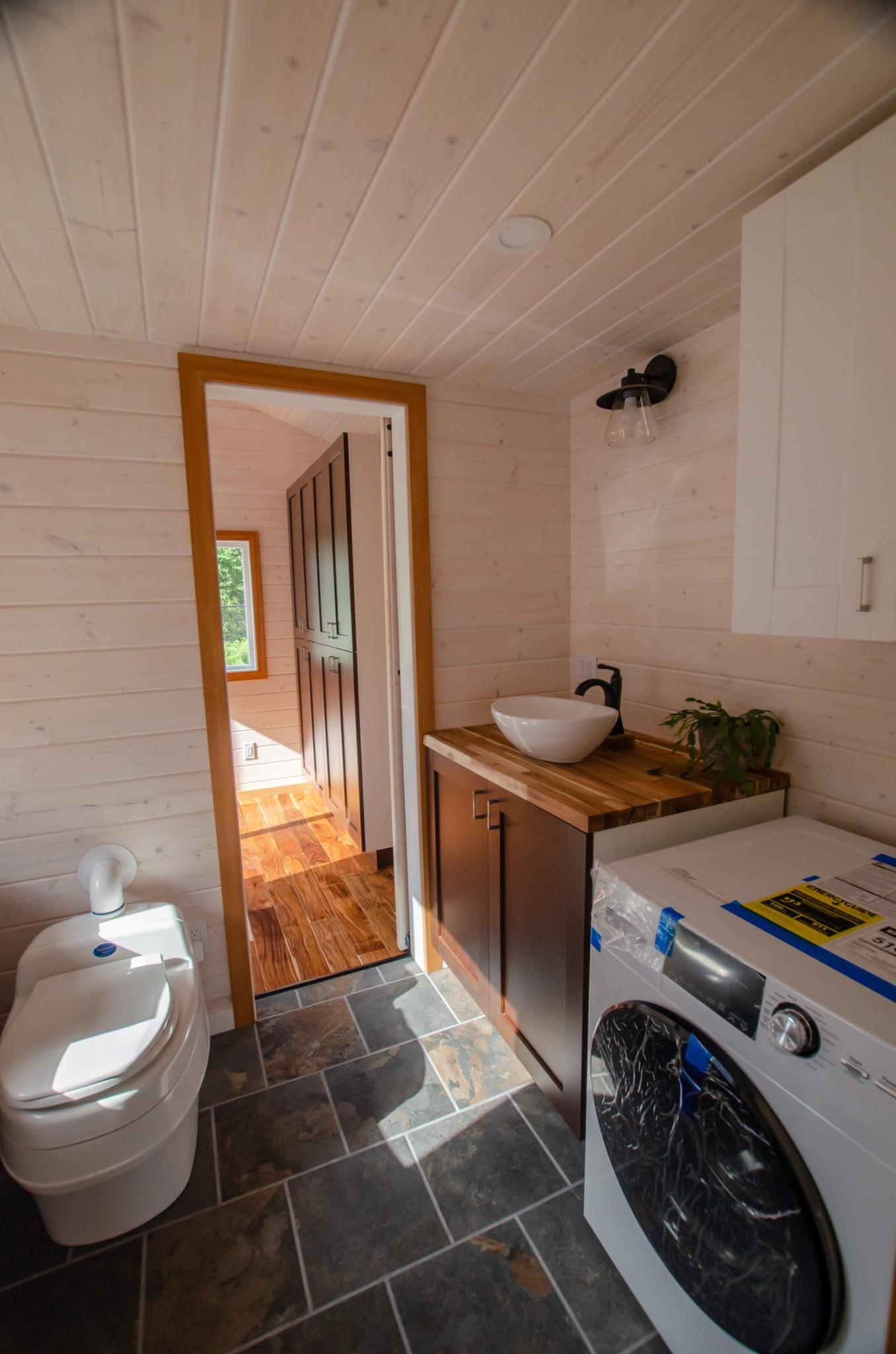 Bathroom with Combo Washer/Dryer - The Garry Oak by Rewild Homes