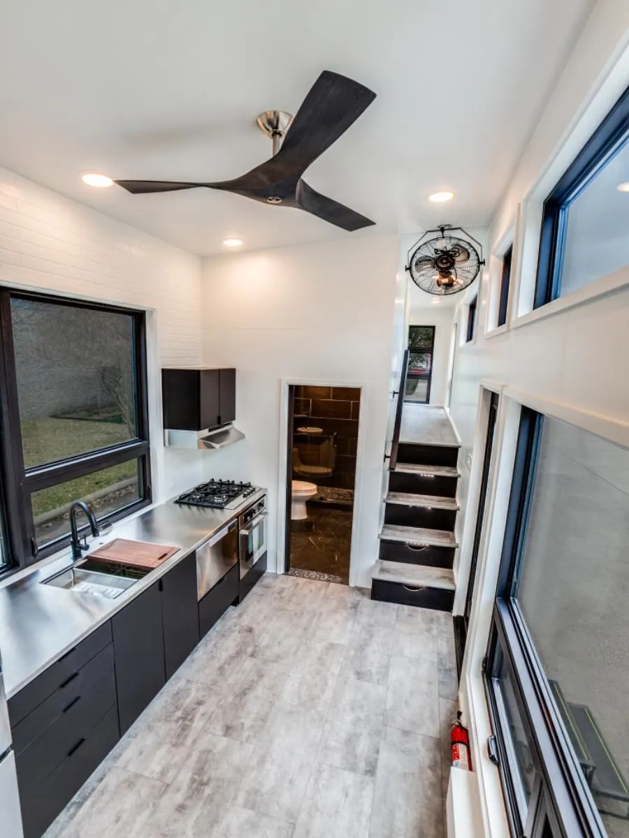 Kitchen with Ceiling Fan - Pioneer by Indigo River Tiny Homes