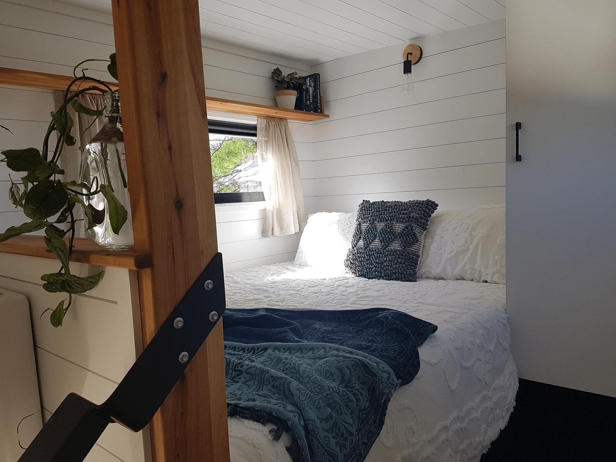 Bedroom Loft w/ Landing Platform - Sojourner v2 by Häuslein Tiny House Co