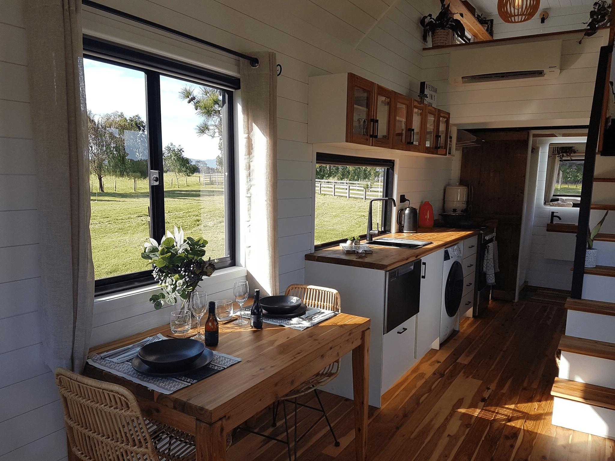 Kitchen w/ Full Size Appliances - Sojourner v2 by Häuslein Tiny House Co