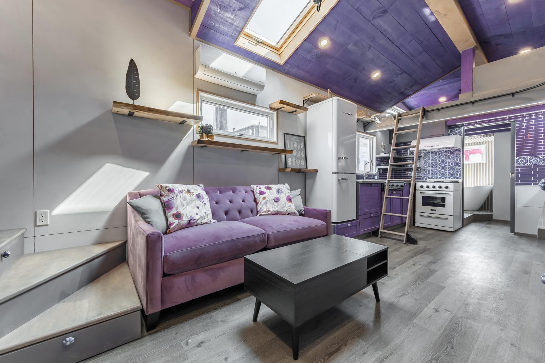 Couch & Coffee Table - Purple Heart Manor by Acorn Tiny Homes