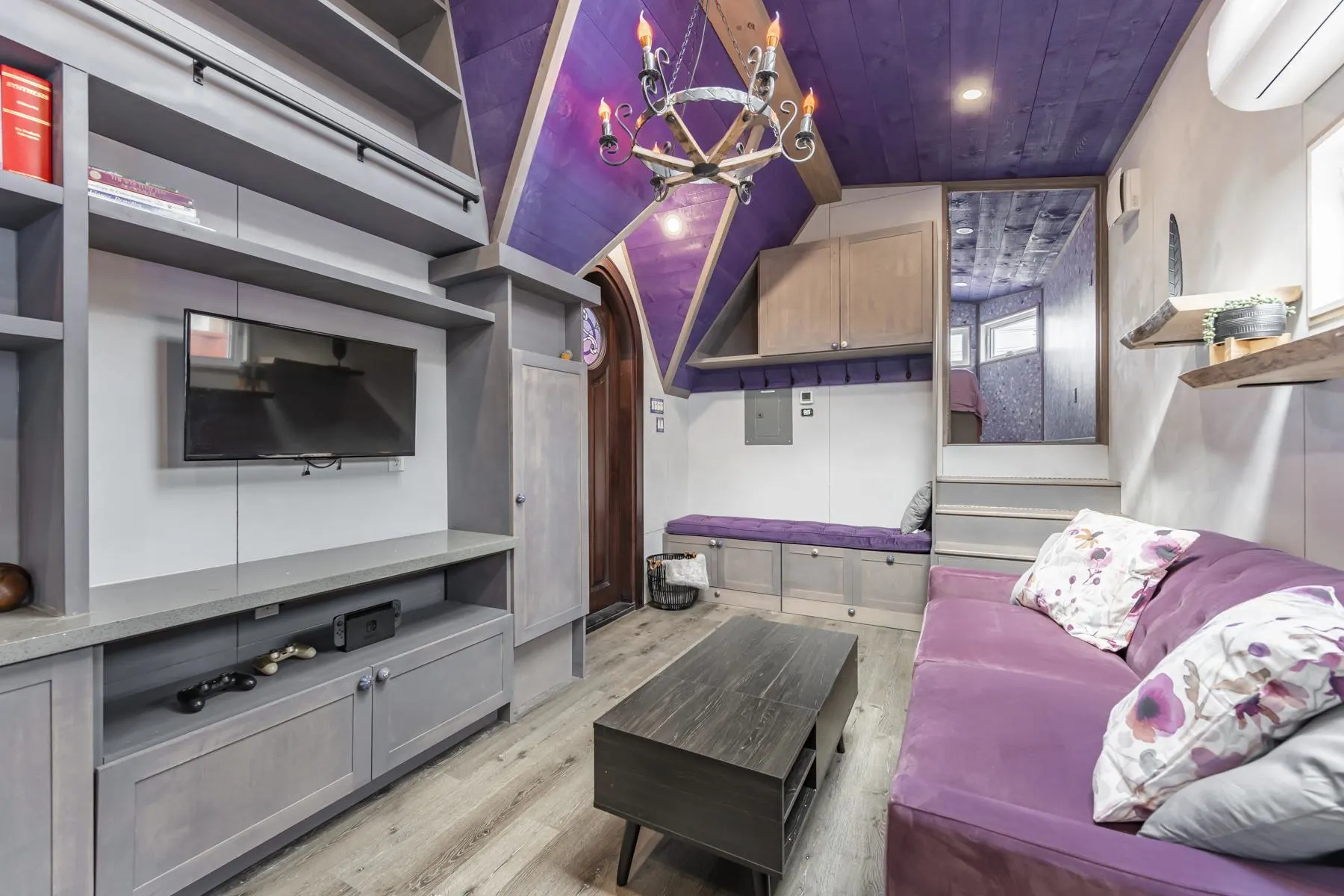 Entertainment Center - Purple Heart Manor by Acorn Tiny Homes