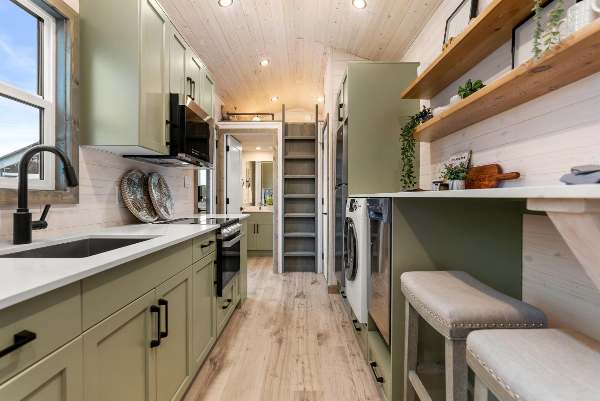 Kitchen with Bar Eating Area for Two - Cortes by Rover Tiny Homes