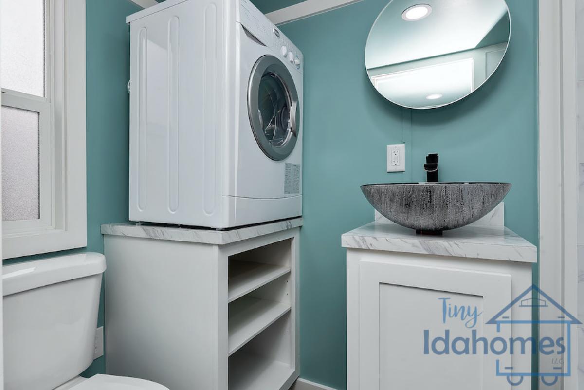 Bathroom with Washer/Dryer Combo - Janey's Custom K2 by Tiny Idahomes