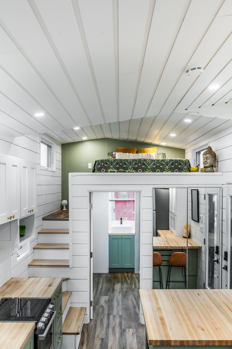 Kitchen, Bathroom, and Loft - Pine Needle by Acorn Tiny Homes
