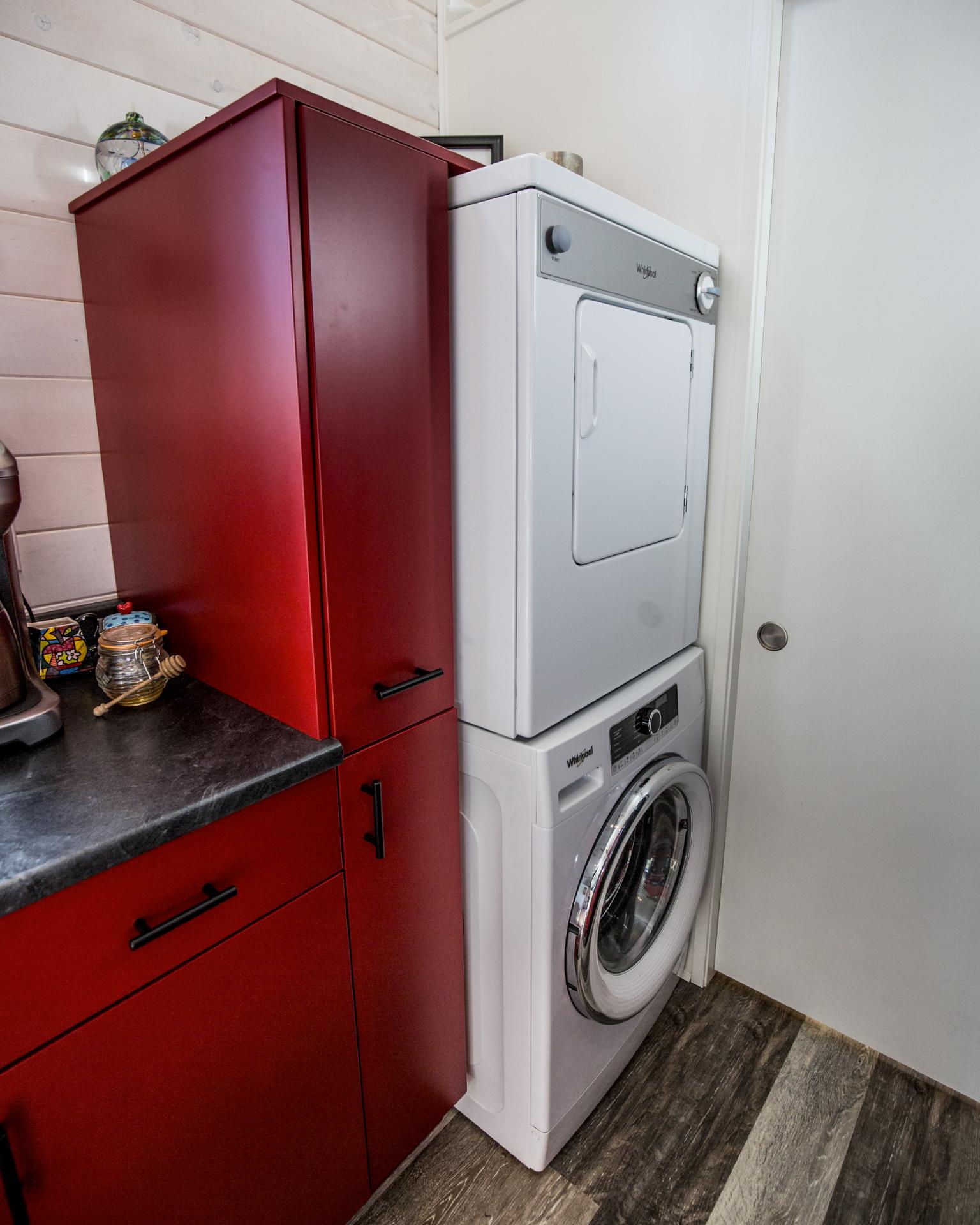 Stackable Washer/Dryer in Kitchen - Simply Heaven by Sunshine Tiny Homes