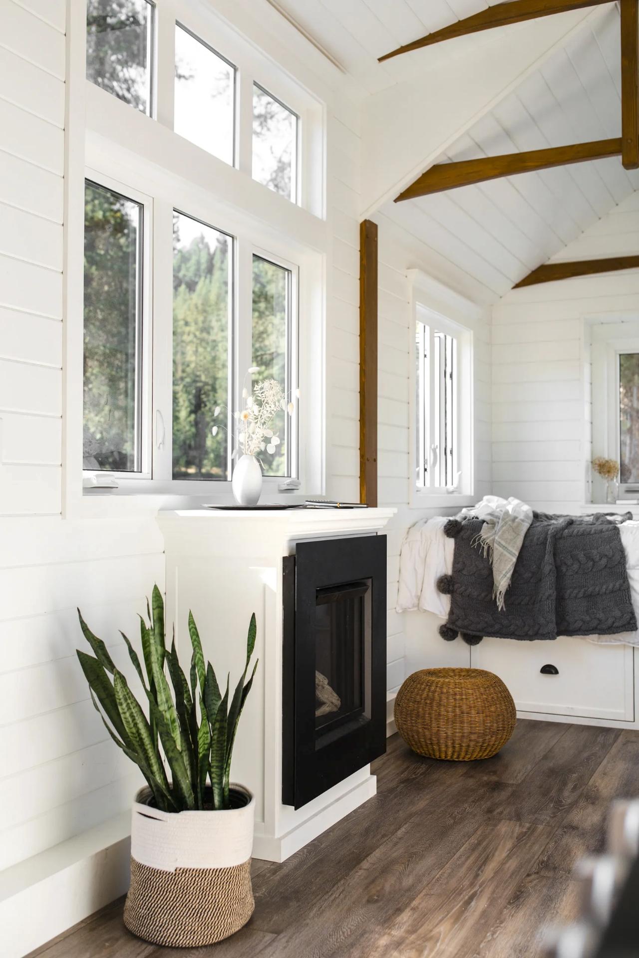 Living Room with Fireplace - Sitka by Canadian Tiny Homes