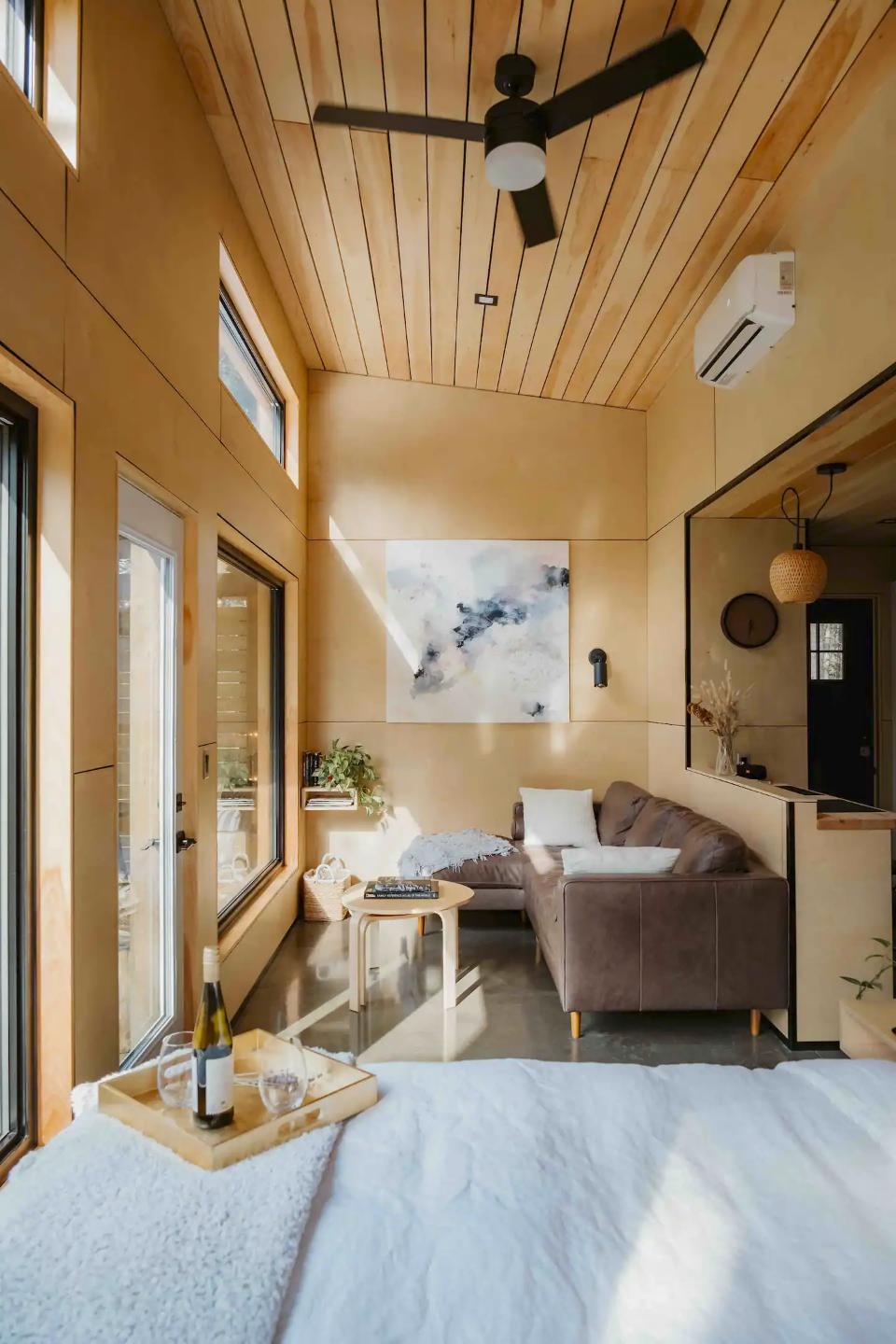 Living Room with Large Windows - Chalet at Petite Rivière Bridge