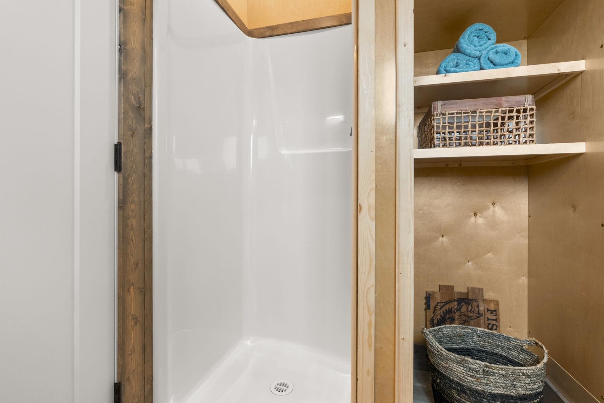 Corner Shower - Denman by Rover Tiny Homes