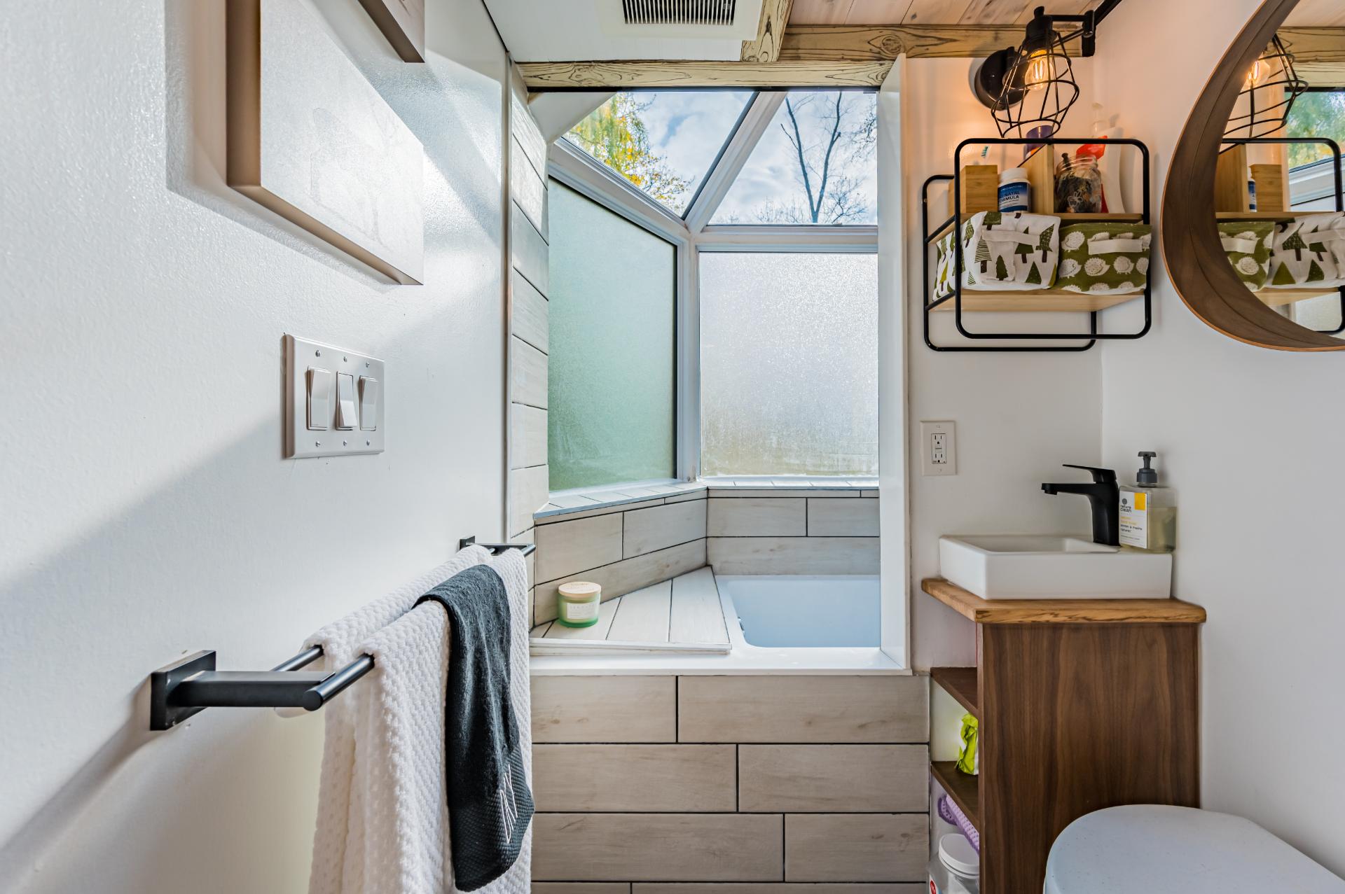 Shower Access - Domek by Acorn Tiny Homes