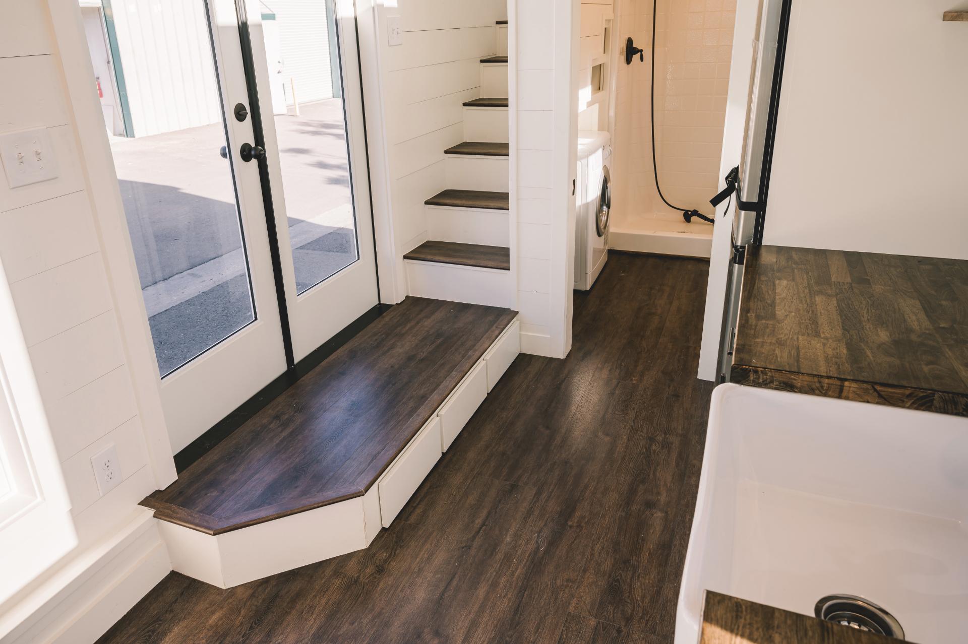 Large Landing Step with Storage in Front of Door - Gallery 30 by California Tiny House