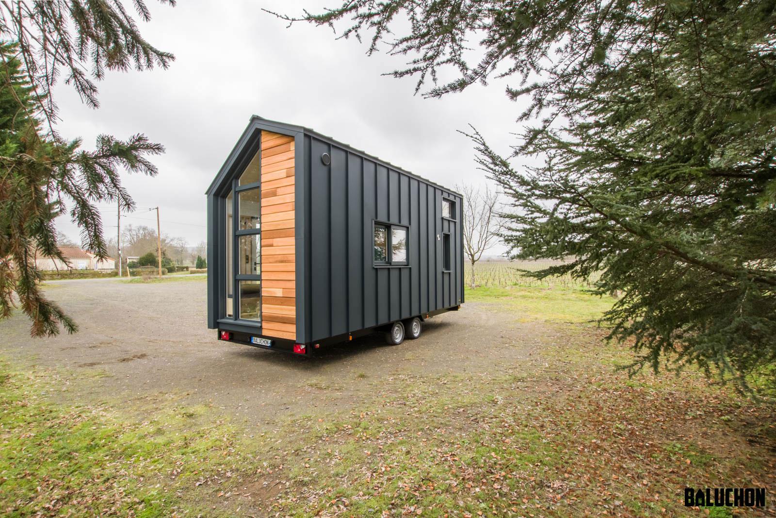 Rear of Tiny House with Full Aluminum Siding - Sherpa by Baluchon