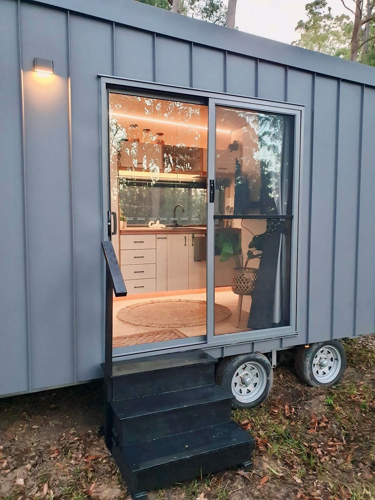 Sliding Door Entry - Chipper by Häuslein Tiny House Co