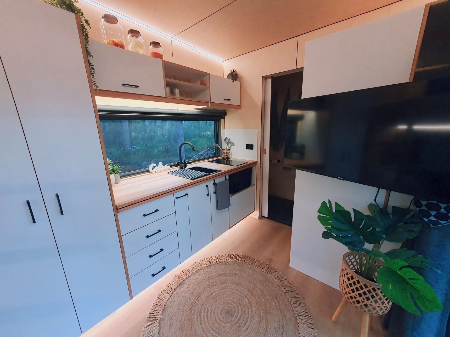 Kitchen with Base Lighting - Chipper by Häuslein Tiny House Co