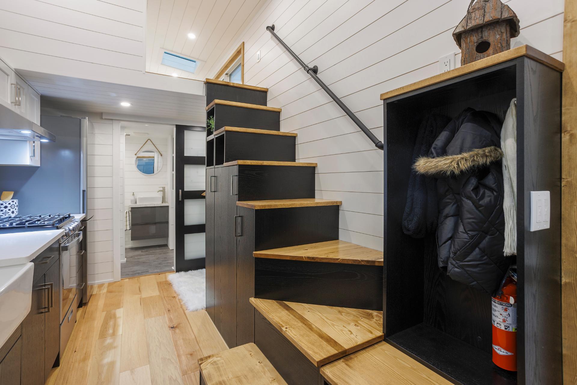 Black Storage Stairs - Columbia by Tree Hugger Tiny Homes