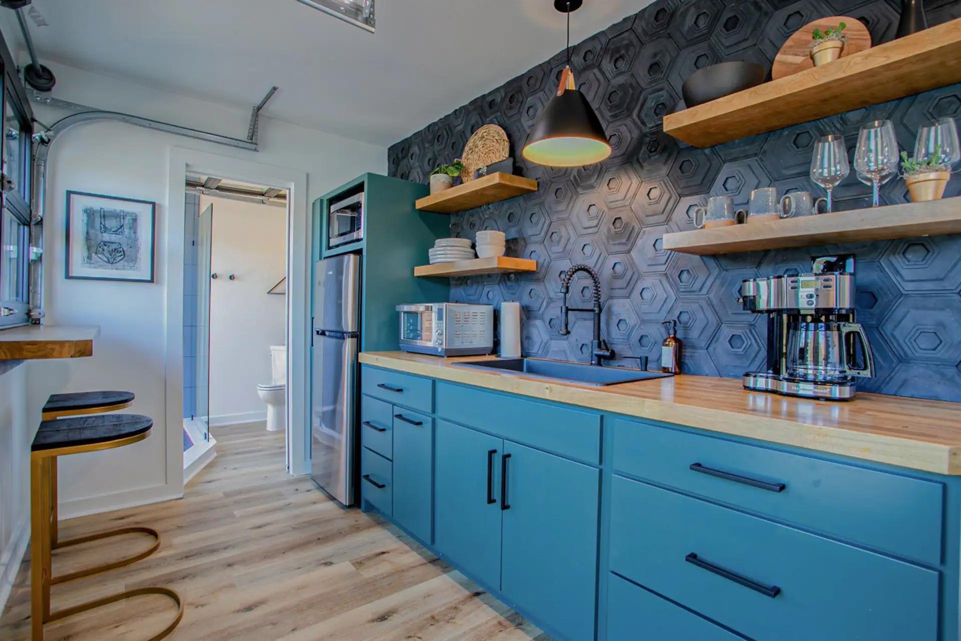 Teal Blue Kitchen Cabinets - The Hive at Addison Farms