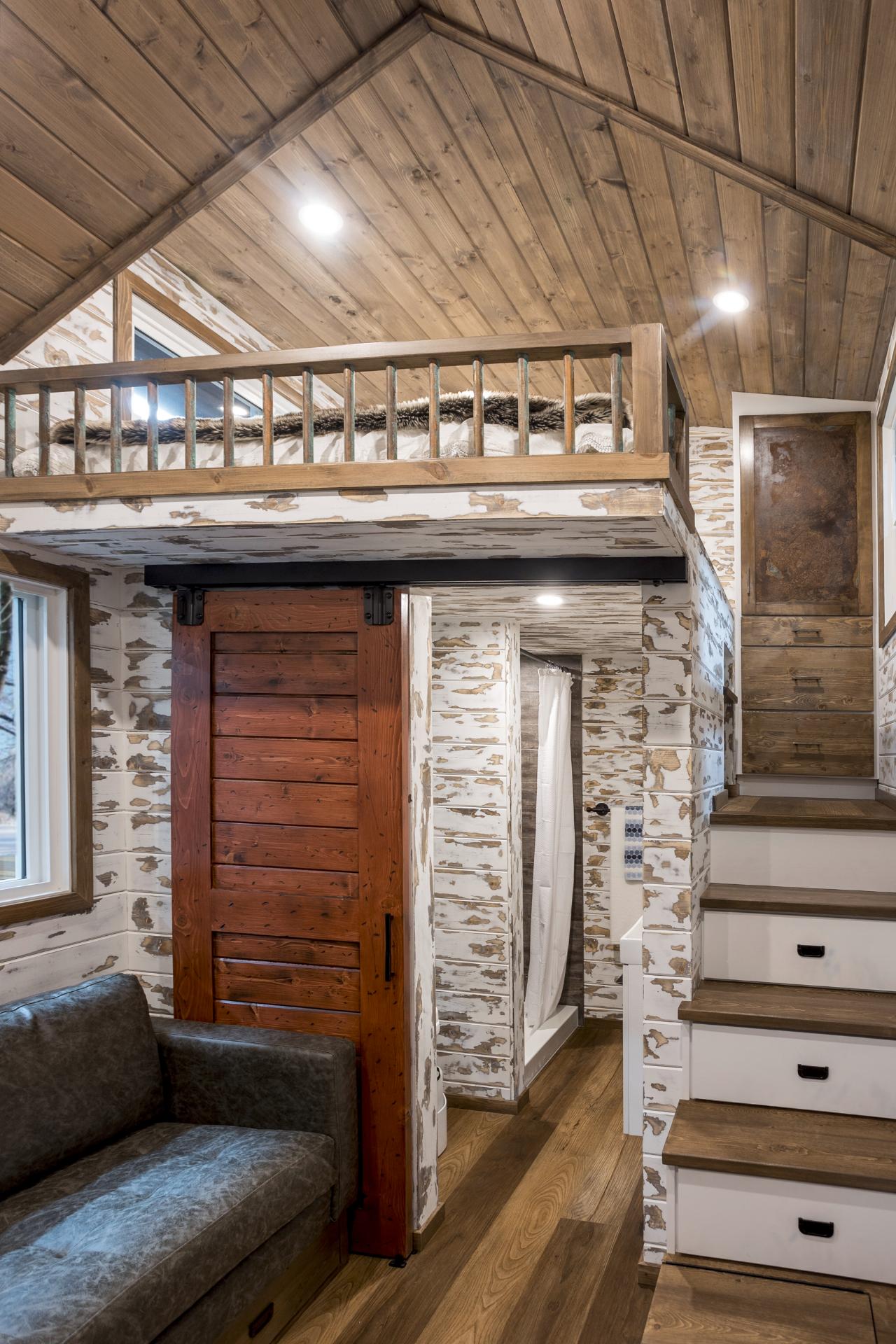 Stairs to Loft and Loft Railings - Rundle by Tree Hugger Tiny Homes