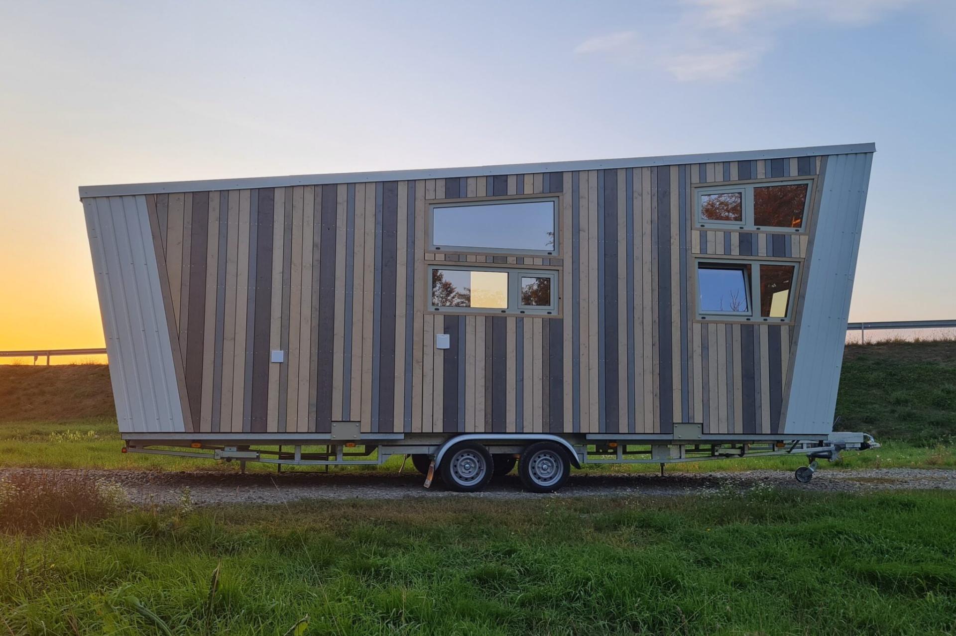 Two Tone Wood Exterior with White Trim - Saturn by Tiny Wunder House