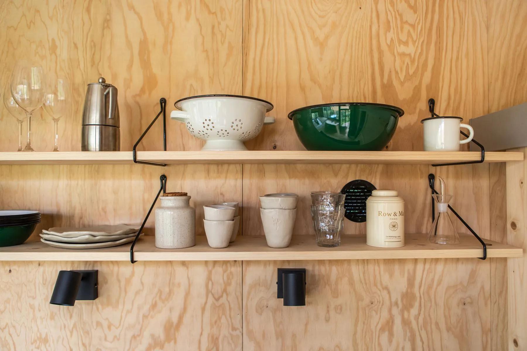 Open Shelves Above Kitchen Counter - Atelier Du Mas by Plume Habitat