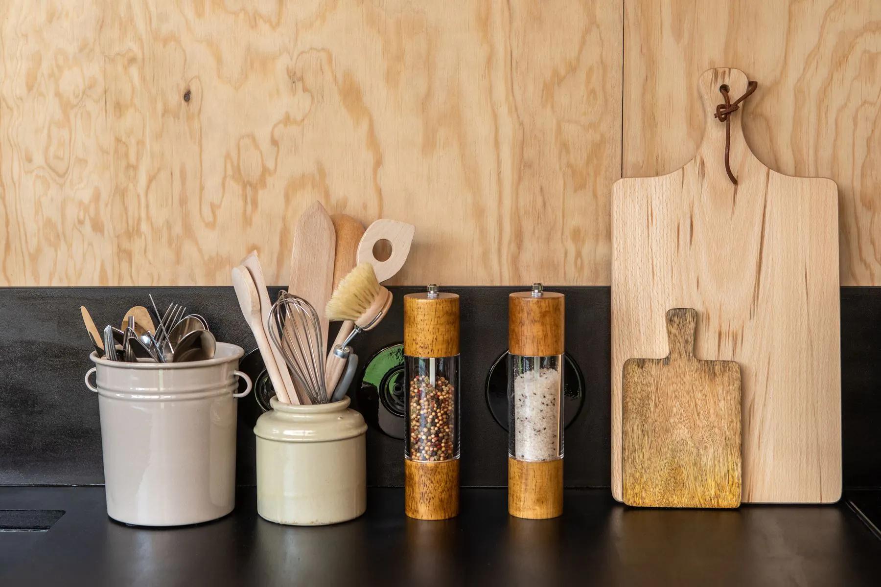 Cutting Board and Kitchen Essentials on Counter - Atelier Du Mas by Plume Habitat