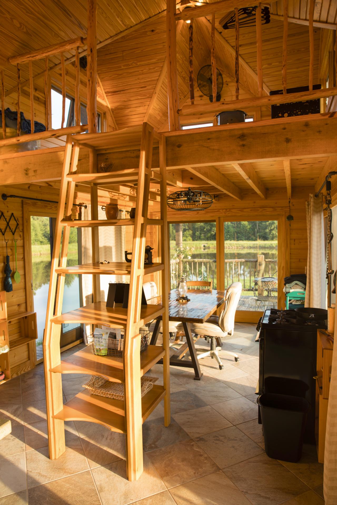 Ladder to Bedroom Loft - The Cabin at Bell & Brook Ranch